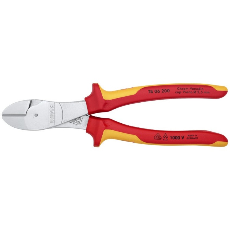 Knipex 1000V Insulated High Leverage Diagonal Cutter, 8 in – KN 74 06 200