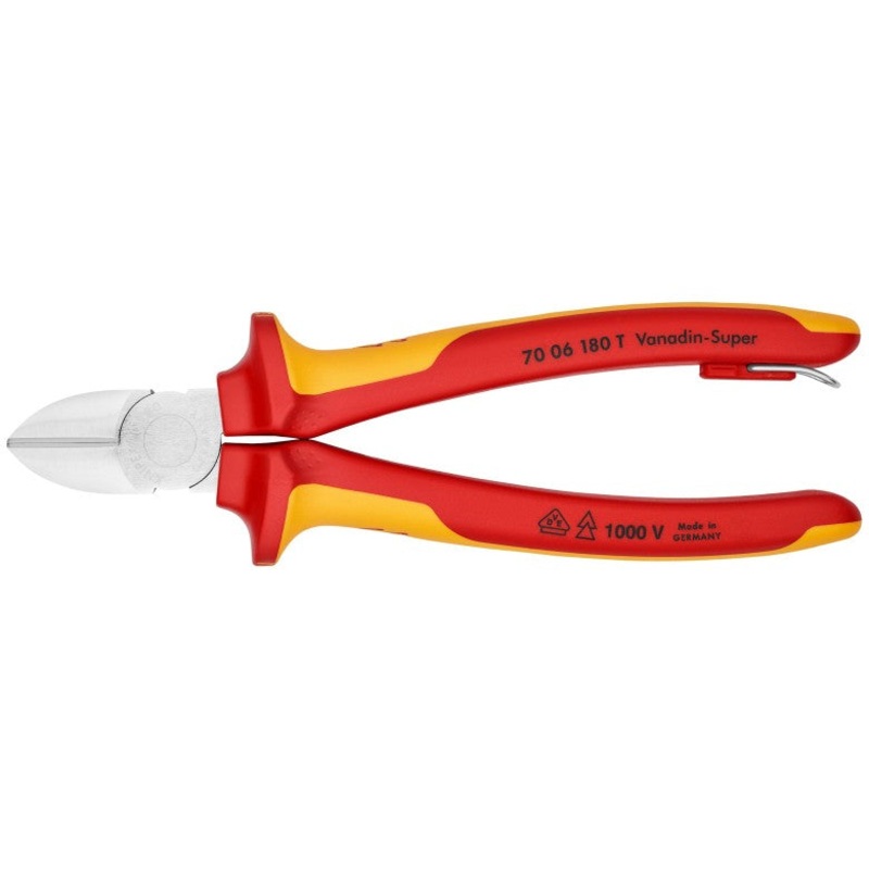 Knipex 1000V Insulated Tethered Attachment Diagonal Cutter, 7-1/4 in – KN 70 06 180 T