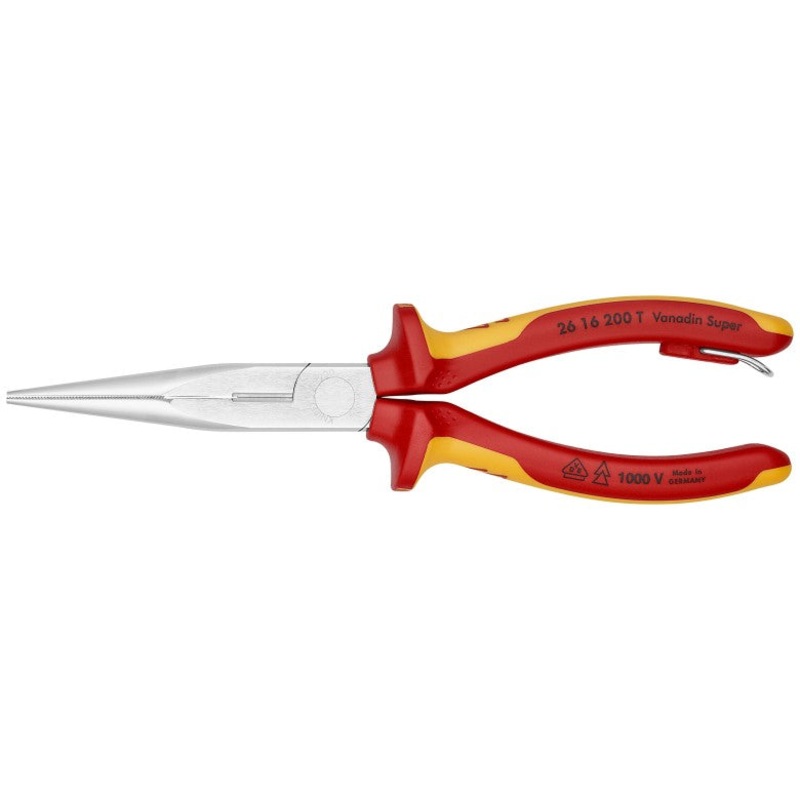 Knipex 1000V Insulated Tethered Attachment Long Nose Plier with Cutter, 8 in – KN 26 16 200 T