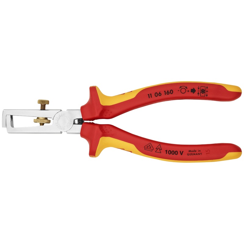 Knipex 11 06 160 KN | End-Type Wire Stripper, Chrome, Multi-Component, 1000V Insulated