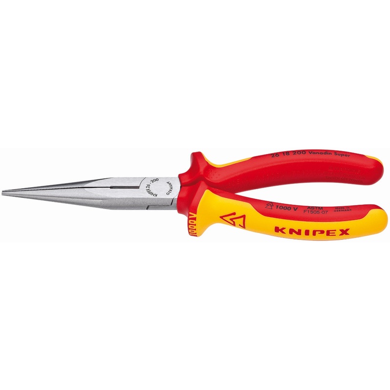 Knipex 26 18 200 US KN | Long Nose Pliers w/ Cutter, 1000V Insulated