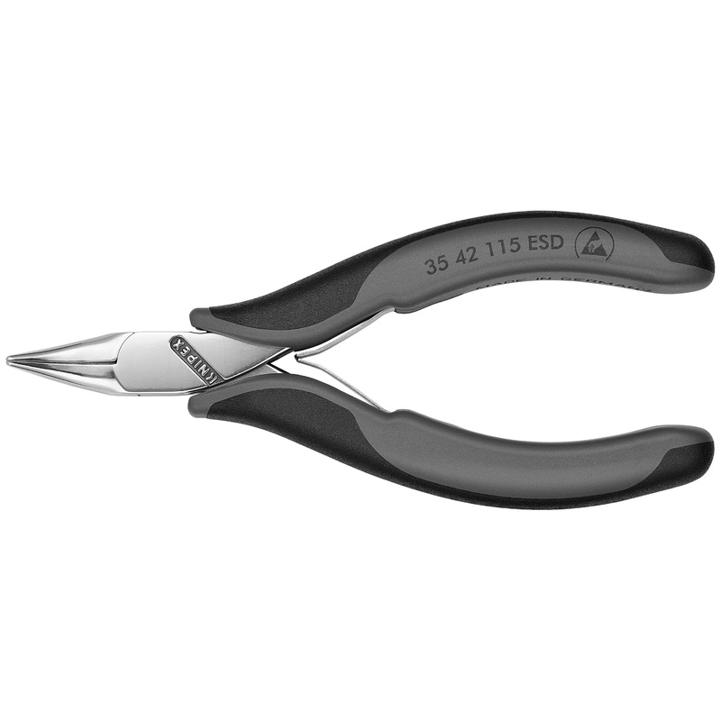 Knipex 35 42 115 ESD KN | Electronics Pliers, Half Round Tips, ESD, 45 degree Angled, Multi-Component