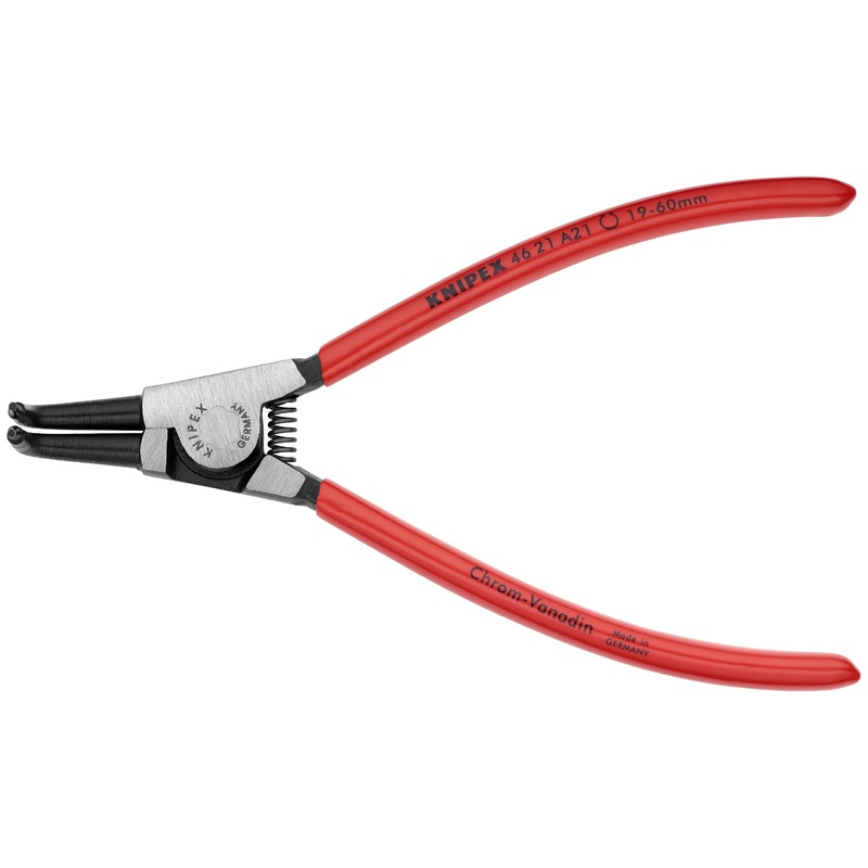 Knipex 46 21 A21 SBA KN | Circlip Pliers, External, 90 degree Angled, Forged Tip, 3/4-2 23/64 Shaft Dia.