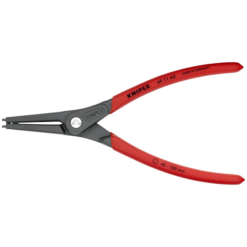 Knipex 49 11 A3 KN | Precision Circlip Pliers, External, Straight, 1 37/64-3 15/16 Shaft Dia.