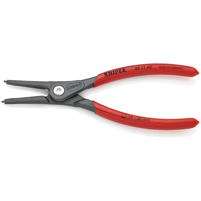 Knipex 49 11 A4 KN | Precision Circlip Pliers, External, Straight, 3 11/32-5 1/2 Shaft Dia.
