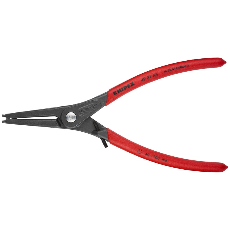 Knipex 49 31 A3 KN | Precision Circlip Pliers, Limiter, External, Straight, 1 37/64-3 15/16 Shaft Dia.