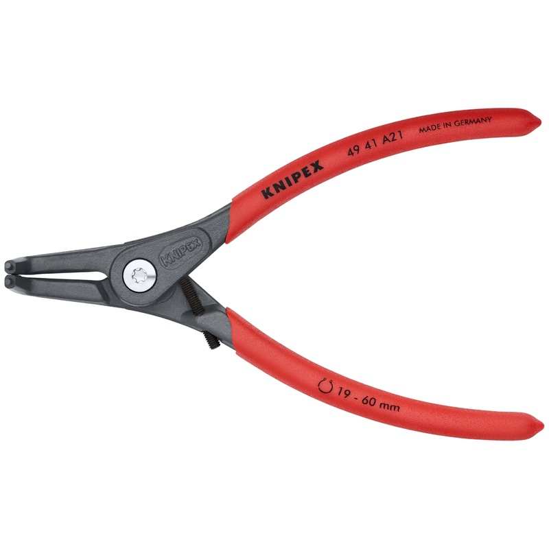 Knipex 49 41 A21 KN | Precision Circlip Pliers, Limiter, External, 90 degree Angled, 3/4-2 23/64 Shaft Dia.