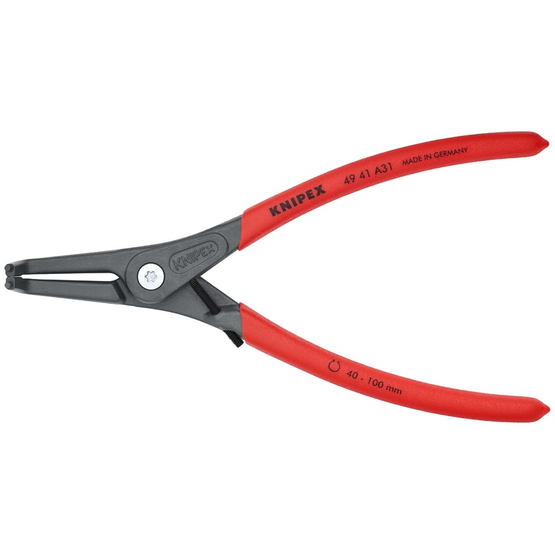 Knipex 49 41 A31 KN | Precision Circlip Pliers, Limiter, External, 90 degree Angled, 1 37/64-3 15/16 Shaft Dia.