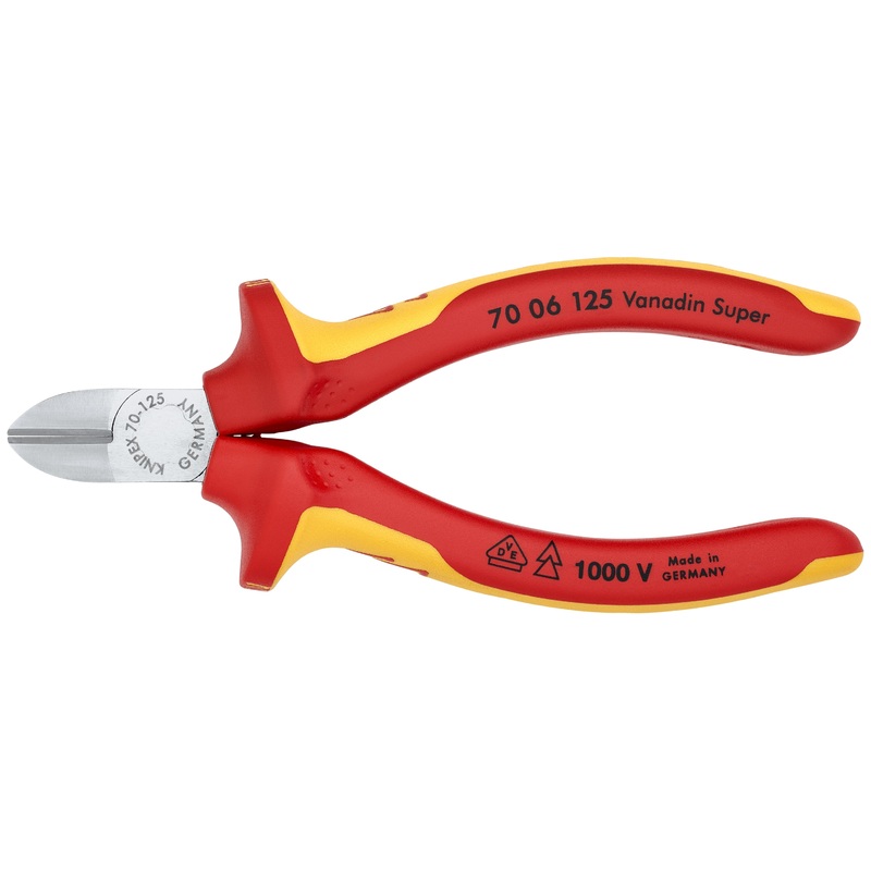 Knipex 70 06 125 KN | Diagonal Cutter, Chrome, 1000V Insulated