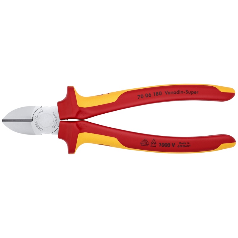 Knipex 70 06 180 KN | Diagonal Cutter, Chrome, 1000V Insulated