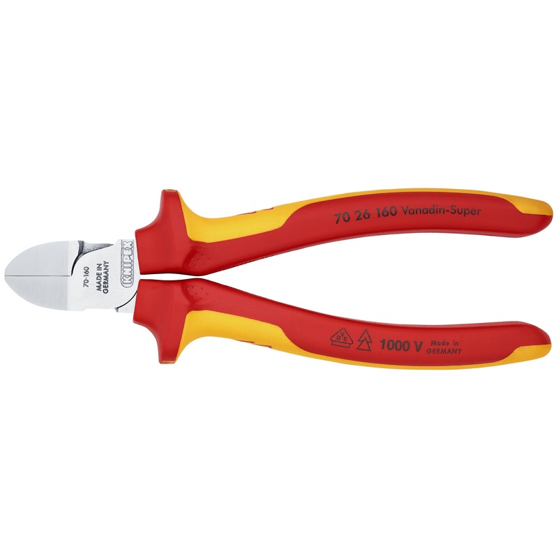 Knipex 70 26 160 KN | Diagonal Cutter, Chrome, 1000V Insulated