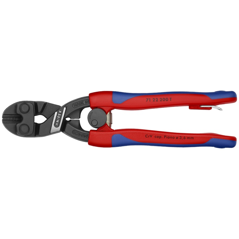 Knipex 71 22 200 T BKA KN | CoBolt Compact Bolt Cutter Multi-Component, Tethered Attachment, 20 degree Angled