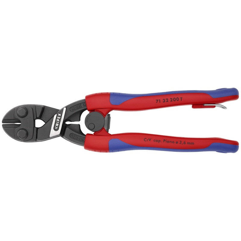 Knipex 71 32 200 T BKA KN | CoBolt Compact Bolt Cutter w/ Notched Blade, Spring, Multi-Component, Tethered Attachment