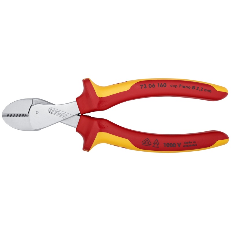 Knipex 73 06 160 KN | X-Cut Compact Diagonal Cutter, Chrome, 1000V Insulated