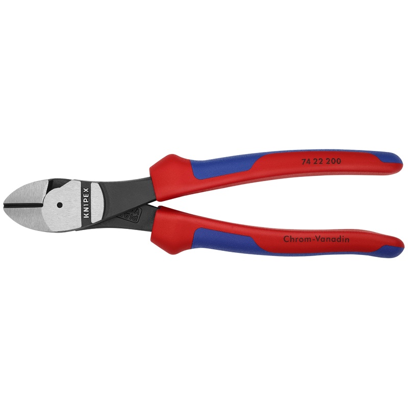 Knipex 74 22 200 KN | High Leverage Angled Diagonal Cutters, 12 degree Angled, Multi-Component