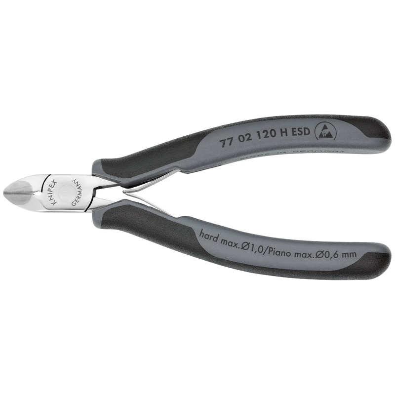 Knipex 77 02 120 H ESD KN | Electronics Diagonal Cutters w/ Carbide Metal Cutting Edges, ESD