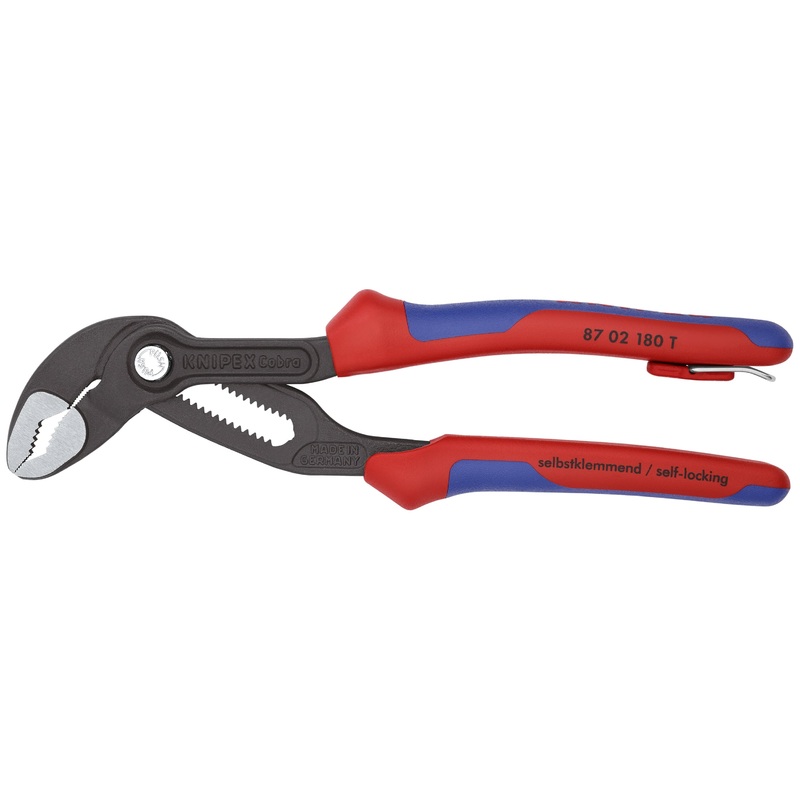 Knipex 87 02 180 T BKA KN | Cobra Water Pump Pliers, Multi-Component, Tethered Attachment