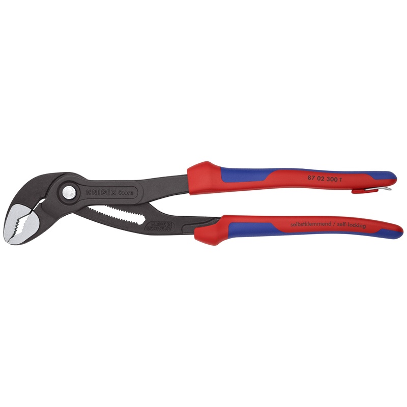 Knipex 87 02 300 T BKA KN | Cobra Water Pump Pliers, Multi-Component, Tethered Attachment