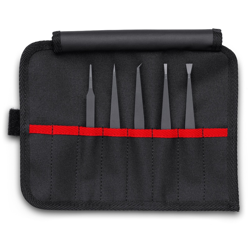 Knipex 92 00 05 ESD KN | 6 Pc Plastic Tweezer Set in a Tool Roll, ESD