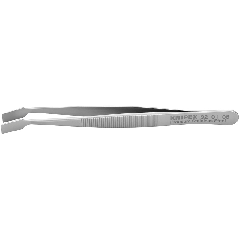Knipex 92 01 06 KN | Premium Stainless Steel Gripping Tweezers, 30 degree Angled, Blunt Tips