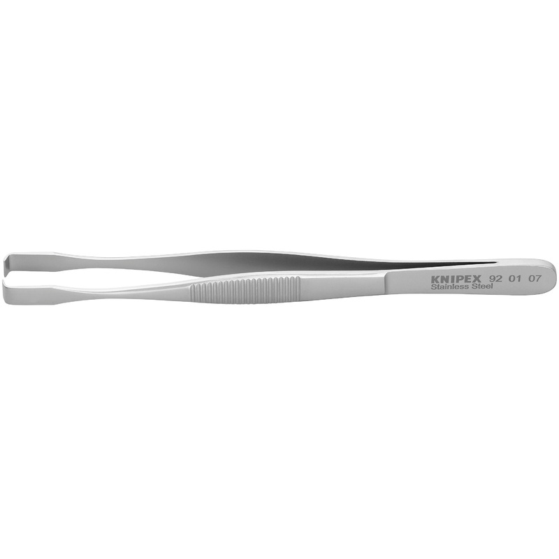 Knipex 92 01 07 KN | Stainless Steel Positioning Tweezers, 90 degree Angled