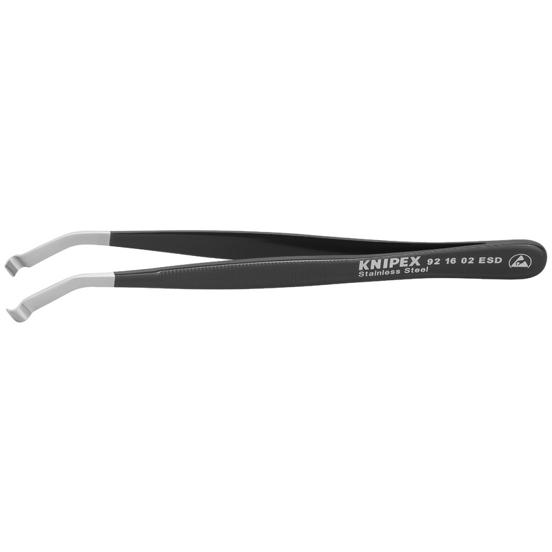 Knipex 92 16 02 ESD KN | Stainless Steel Positioning Tweezers, 35 degree Angled, ESD