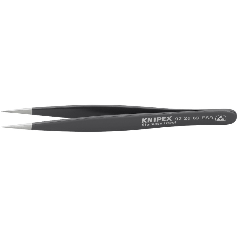 Knipex 92 28 69 ESD KN | Stainless Steel Gripping Tweezers, Needle-Point Tips, ESD