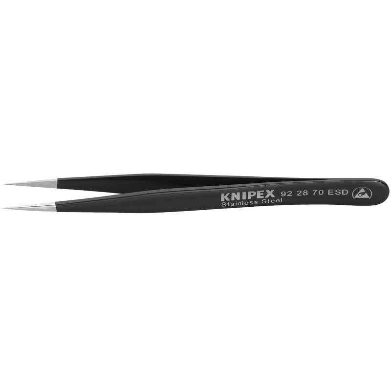 Knipex 92 28 70 ESD KN | Stainless Steel Gripping Tweezers, Needle-Point Tips, ESD