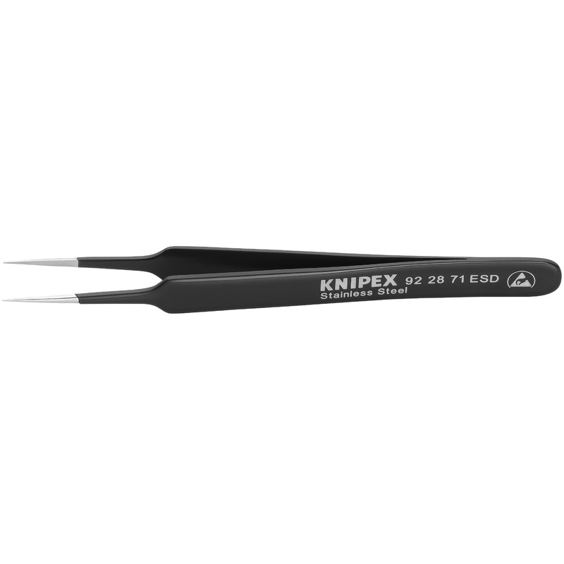 Knipex 92 28 71 ESD KN | Stainless Steel Gripping Tweezers, Needle-Point Tips, ESD
