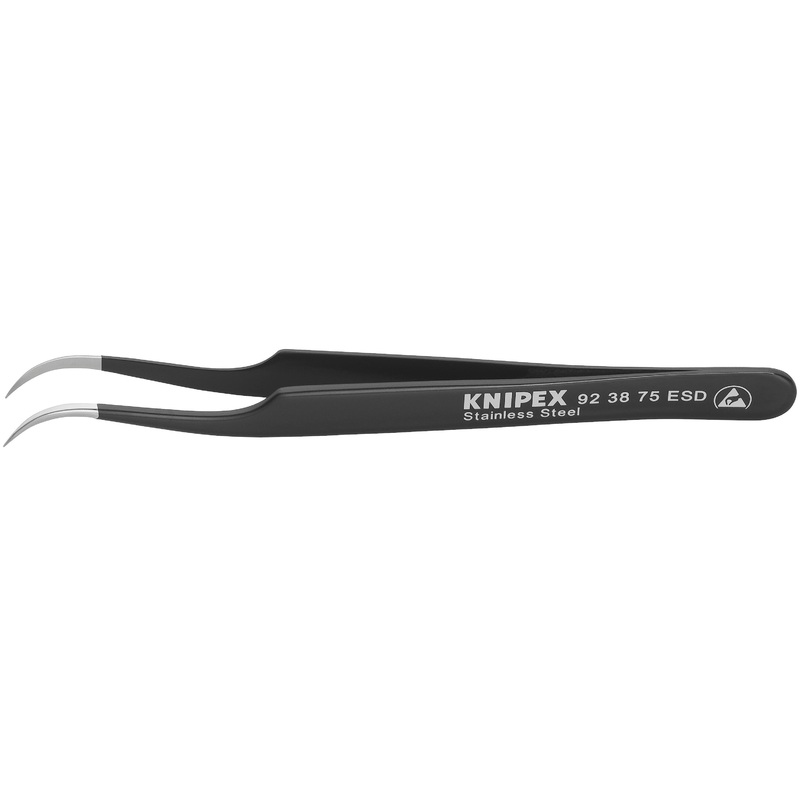Knipex 92 38 75 ESD KN | Stainless Steel Gripping Tweezers, Needle-Point Tips, ESD