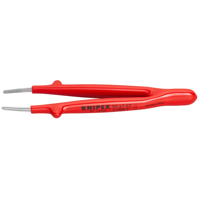 Knipex 92 67 63 KN | Stainless Steel Gripping Tweezers Blunt Tips, 1000V Insulated