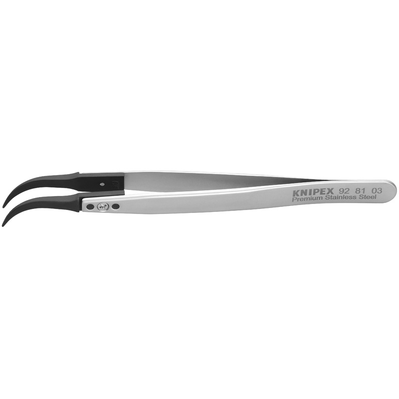 Knipex 92 81 03 KN | Premium Stainless Steel Gripping Tweezers, 60 degree Angled, Pointed Tips