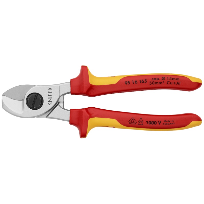 Knipex 95 16 165 KN | Cable Shears, Chrome, 1000V Insulated