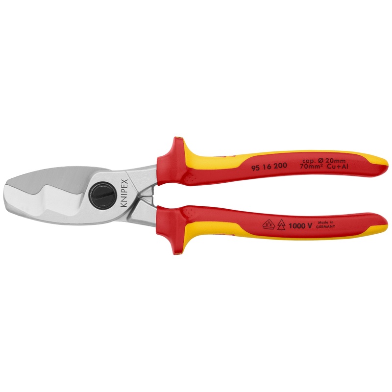 Knipex 95 16 200 KN | Cable Shears, Chrome, 1000V Insulated