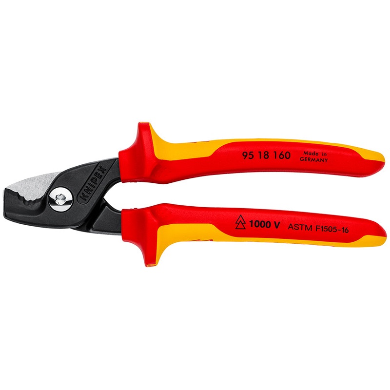 Knipex 95 18 160 US KN | Cable Shears with StepCut Edges, 1000V Insulated