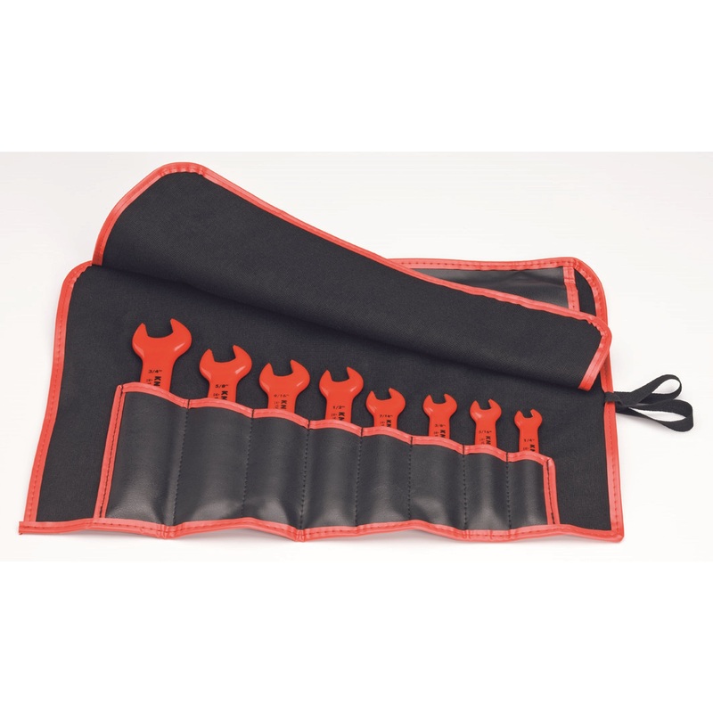 Knipex 98 99 13 S4 KN | 8 Pc Open End Wrench Set, SAE, 1000V Insulated
