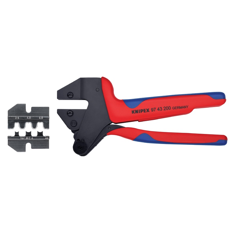 Knipex 9K 00 80 62 US KN | Crimp System Pliers (97 43 200) & Crimp Die: Solar Connectors for MC4 Multi Contact (97 49 66) Packaged In A Protective Plastic Case