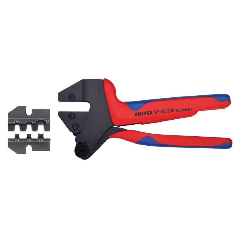 Knipex 9K 00 80 64 US KN | Crimp System Pliers (97 43 200) & Crimp Die: Solar Connectors Suncon (Hirschmann): 2.5/4.0/6.0 10/11 (97 49 67) Packaged In A Protective Plastic Case