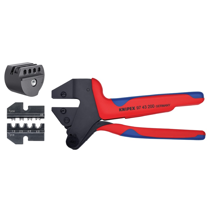 Knipex 9K 00 80 66 US KN | Crimp System Pliers (97 43 200) & Crimp Die: Solar Connectors Solarlok (Tyco): 1.5/2.5/4.0/6.0 10/11/1 (97 49 68) & Locator For 97 49 68 (97 49 68 1) Packaged In A Protective Plastic Case