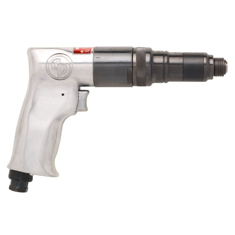 Chicago Pneumatic CP781 – 1/4 Inch Hex Cushion Air Screwdriver, Reversible, Pistol Handel, Aluminum, Cushion Non-shut-off-clutch, Max Torque 8.3 ft. lbf / 11.3 Nm – 800 RPM T025096