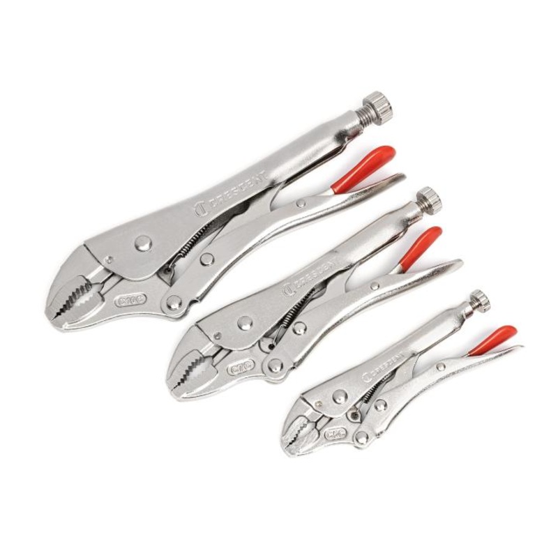CRESCENT 3 Pc. Curved Jaw Locking Pliers with Wire Cutter Set – CLP3SETN-08