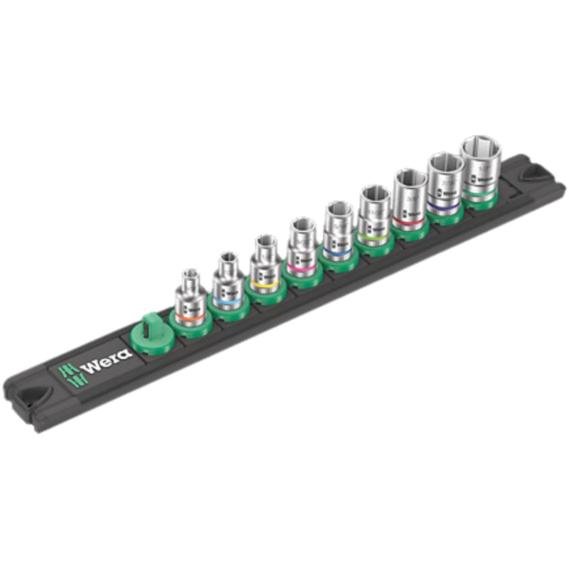 Wera Magnetic socket rail A Imperial 1 Zyklop socket set, 1/4 drive, imperial, 9 pieces – 05005420001
