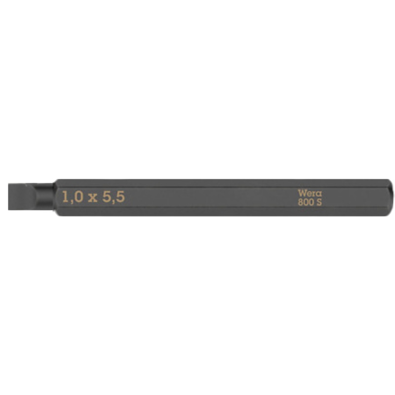 WERA 800 S Slotted 1.2 x 6.5 mm bit for impact screwdrivers 05018142001