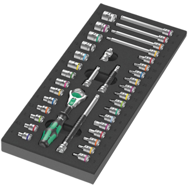 WERA 9720 Foam insert 8000 A Zyklop 1/4 ratchet set 1, 37 pieces 05150110001