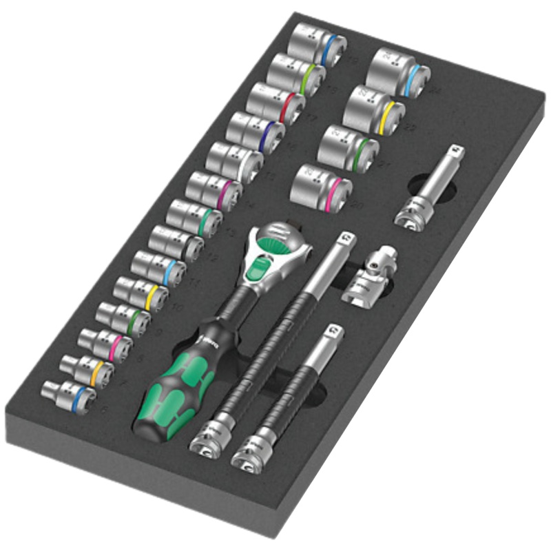 WERA 9721 Foam insert 8000 B Zyklop 3/8 ratchet set 1, 23 pieces 05150111001