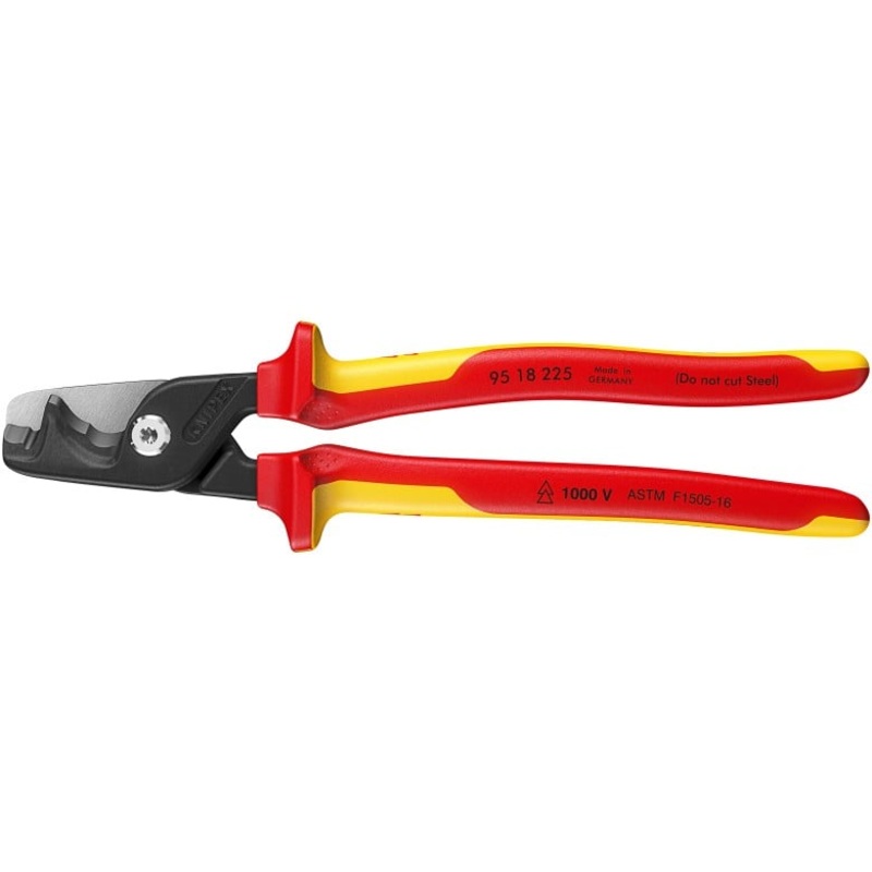 Knipex 1000V Insulated StepCut Extra Large Cable Shear, 9 in, Height 1-1/8 in – KN 95 18 225 US