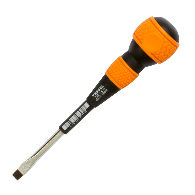 Vessel Tools Ball Grip Slotted Screwdriver, 5.5 x 75mm – VL 220S5575