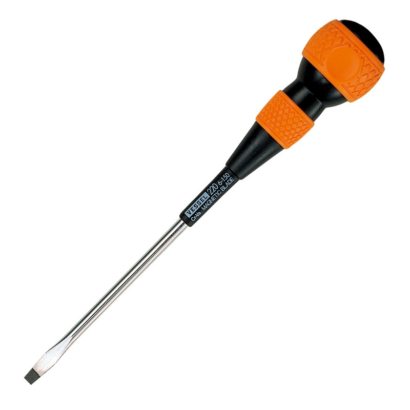 Vessel Tools Ball Grip Slotted Screwdriver, 6 x 150mm – VL 220S6150