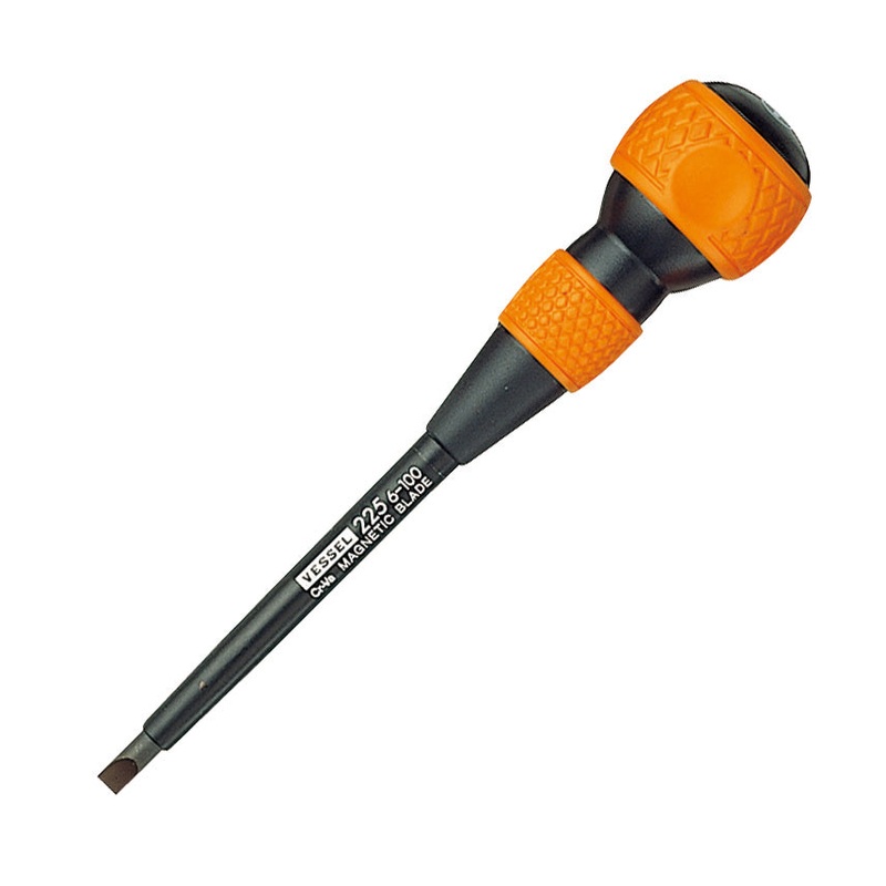 Vessel Tools Ball Grip Slotted Screwdriver with Covered Shank, 6 x 100mm – VL 225S6100