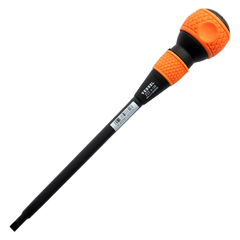 Vessel Tools Ball Grip Slotted Screwdriver with Covered Shank, 6 x 150mm – VL 225S6150